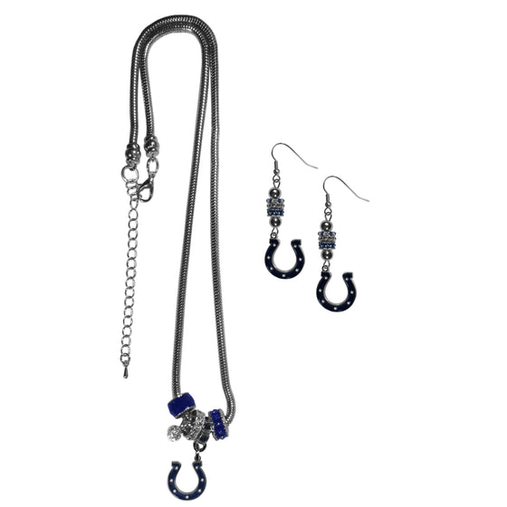 Indianapolis Colts Euro Bead Earrings and Necklace Set