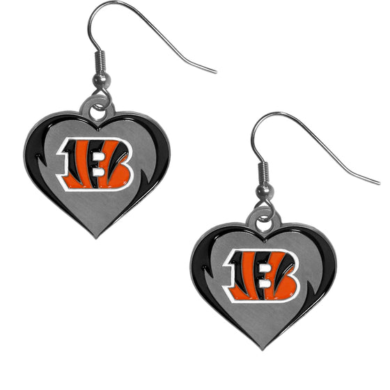 Cincinnati Bengals Heart Dangle Earrings