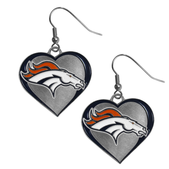 Denver Broncos Heart Dangle Earrings