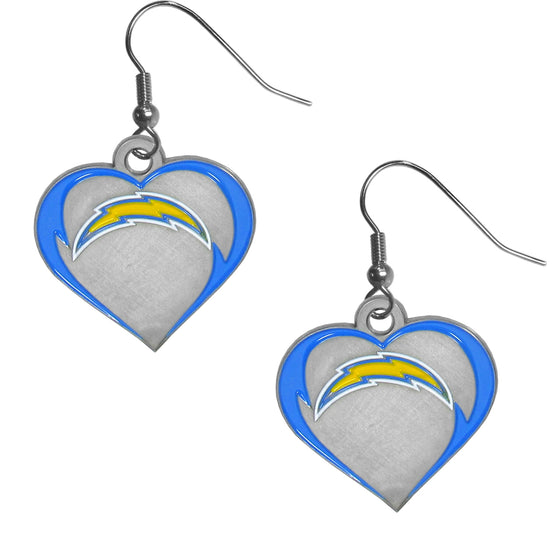 Los Angeles Chargers Heart Dangle Earrings