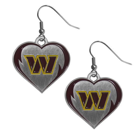 Washington Commanders Heart Dangle Earrings