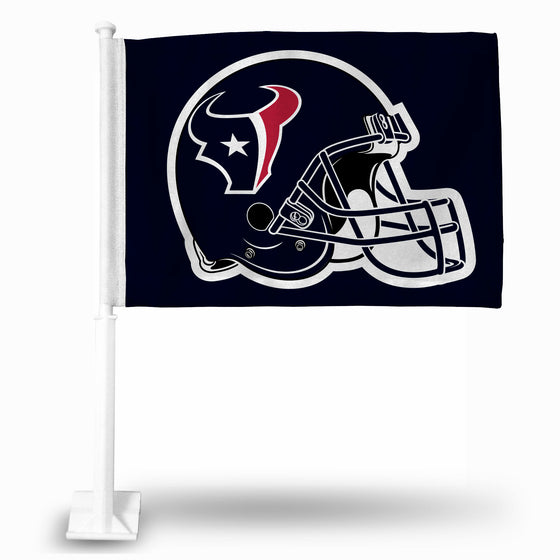 NFL Football Houston Texans Blue Double Sided Car Flag -  16" x 19" - Strong Pole that Hooks Onto Car/Truck/Automobile