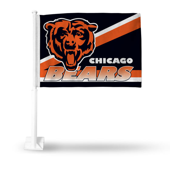 NFL Football Chicago Bears Standard Double Sided Car Flag -  16" x 19" - Strong Pole that Hooks Onto Car/Truck/Automobile