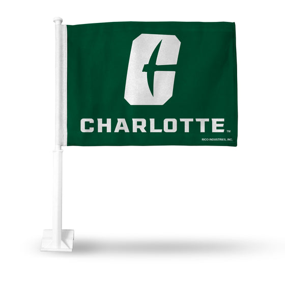 NCAA  North Carolina-Charlotte 49ers Primary Double Sided Car Flag -  16" x 19" - Strong Pole that Hooks Onto Car/Truck/Automobile