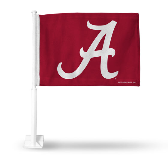NCAA  Alabama Crimson Tide Red Double Sided Car Flag -  16" x 19" - Strong Pole that Hooks Onto Car/Truck/Automobile