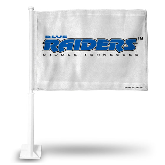 NCAA  Middle Tennessee Blue Raiders Standard Double Sided Car Flag -  16" x 19" - Strong Pole that Hooks Onto Car/Truck/Automobile