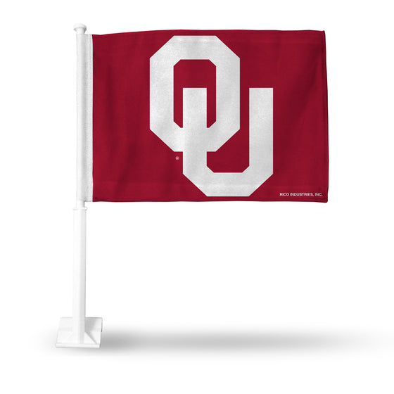 NCAA  Oklahoma Sooners Standard Double Sided Car Flag -  16" x 19" - Strong Pole that Hooks Onto Car/Truck/Automobile