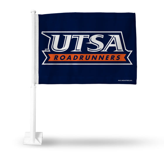 NCAA  Texas-San Antonio Roadrunners - UTSA Standard Double Sided Car Flag -  16" x 19" - Strong Pole that Hooks Onto Car/Truck/Automobile