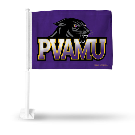 NCAA  Prairie View A&M Panthers Standard Double Sided Car Flag -  16" x 19" - Strong Pole that Hooks Onto Car/Truck/Automobile