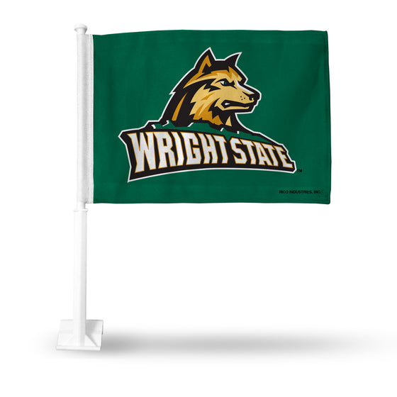 NCAA  Wright State Raiders Standard Double Sided Car Flag -  16" x 19" - Strong Pole that Hooks Onto Car/Truck/Automobile