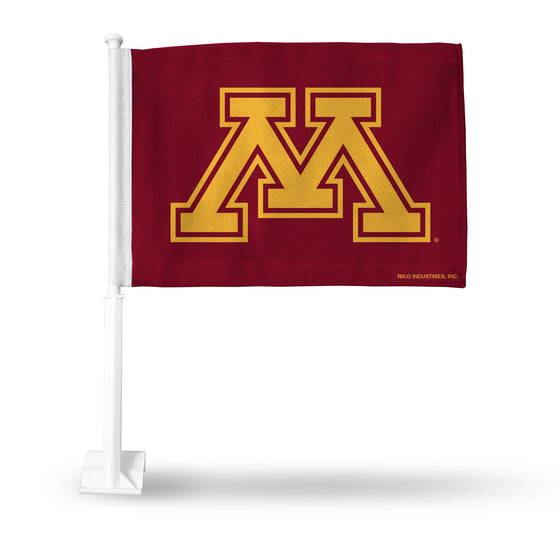 NCAA  Minnesota Golden Gophers Primary Double Sided Car Flag -  16" x 19" - Strong Pole that Hooks Onto Car/Truck/Automobile