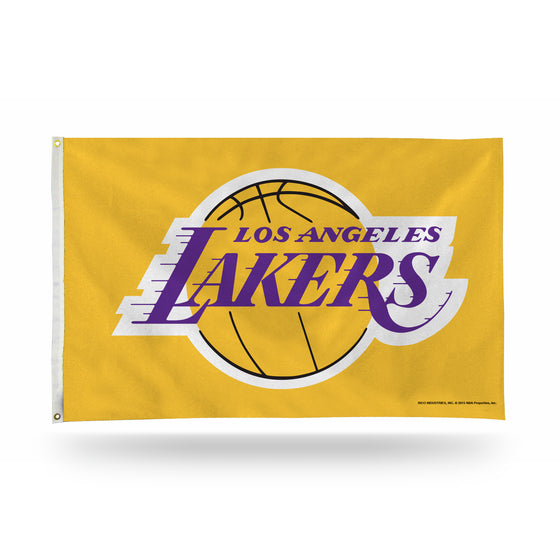 NBA Basketball Los Angeles Lakers Yellow 3' x 5' Banner Flag Single Sided - Indoor or Outdoor - Home Décor