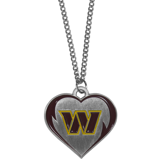 Washington Commanders Heart Necklace