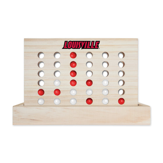 NCAA  Louisville Cardinals  Wooden 4 in a Row Board Game Line up 4 Game Travel Board Games for Kids and Adults