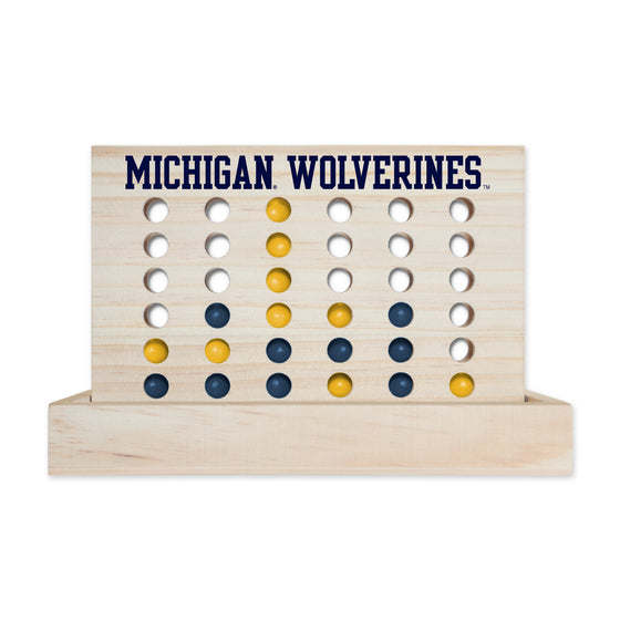 NCAA  Michigan Wolverines  Wooden 4 in a Row Board Game Line up 4 Game Travel Board Games for Kids and Adults