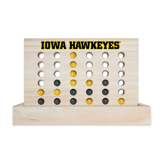 NCAA  Iowa Hawkeyes  Wooden 4 in a Row Board Game Line up 4 Game Travel Board Games for Kids and Adults