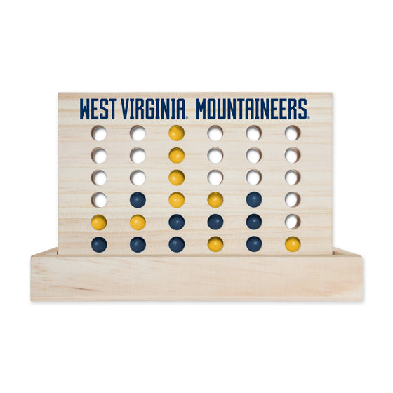 NCAA  West Virginia Mountaineers  Wooden 4 in a Row Board Game Line up 4 Game Travel Board Games for Kids and Adults