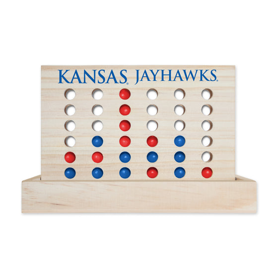 NCAA  Kansas Jayhawks  Wooden 4 in a Row Board Game Line up 4 Game Travel Board Games for Kids and Adults