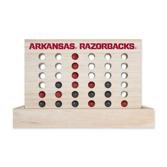 NCAA  Arkansas Razorbacks  Wooden 4 in a Row Board Game Line up 4 Game Travel Board Games for Kids and Adults