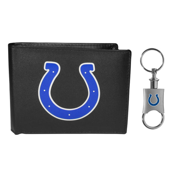 Indianapolis Colts Leather Bi-fold Wallet & Valet Key Chain