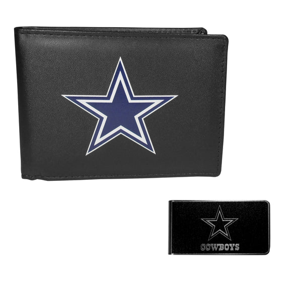 Dallas Cowboys Leather Bi-fold Wallet & Black Money Clip