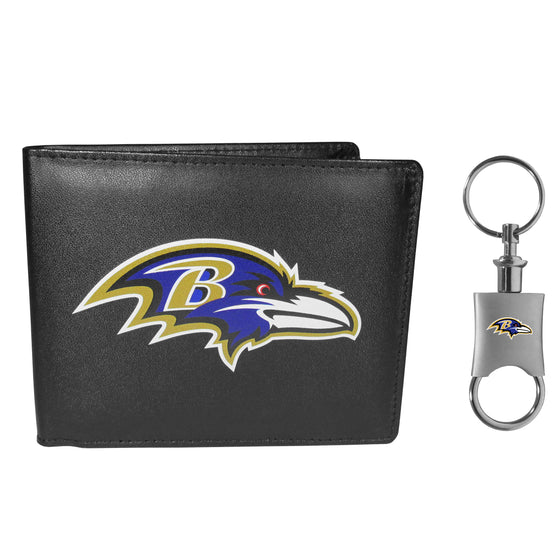 Baltimore Ravens Leather Bi-fold Wallet & Valet Key Chain