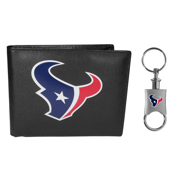 Houston Texans Leather Bi-fold Wallet & Valet Key Chain