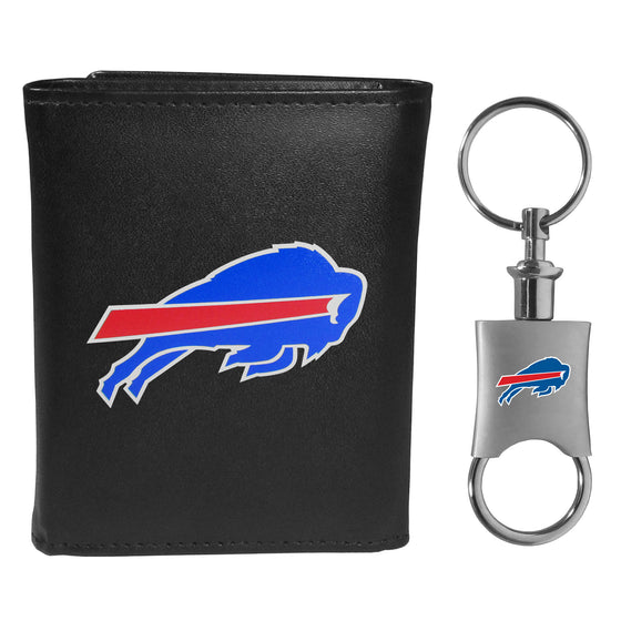 Buffalo Bills Leather Tri-fold Wallet & Valet Key Chain