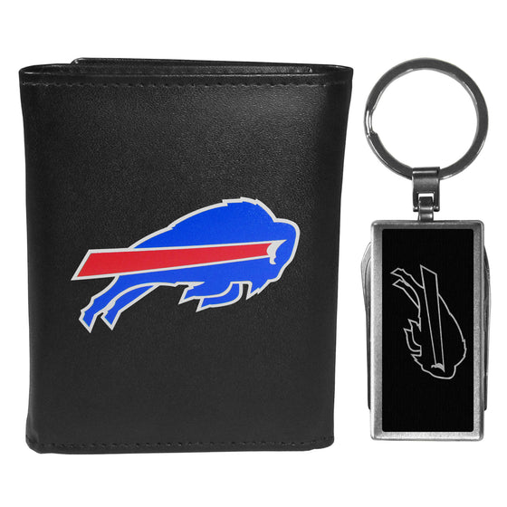 Buffalo Bills Leather Tri-fold Wallet & Multitool Key Chain