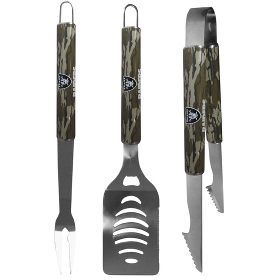 Las Vegas Raiders 3 pc BBQ Set w/Mossy Oak Camo