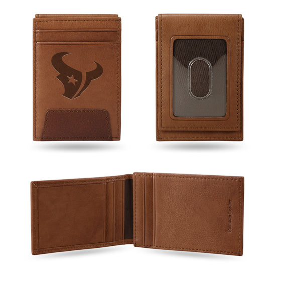 NFL Football Houston Texans  Genuine Leather Front Pocket Wallet - Slim Wallet