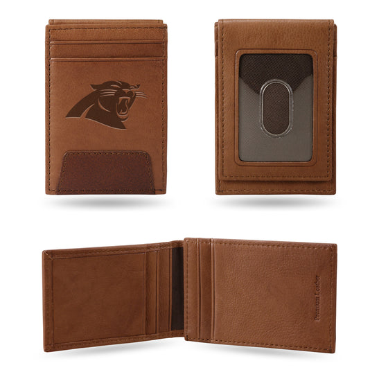 NFL Football Carolina Panthers  Genuine Leather Front Pocket Wallet - Slim Wallet