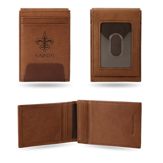 NFL Football New Orleans Saints  Genuine Leather Front Pocket Wallet - Slim Wallet