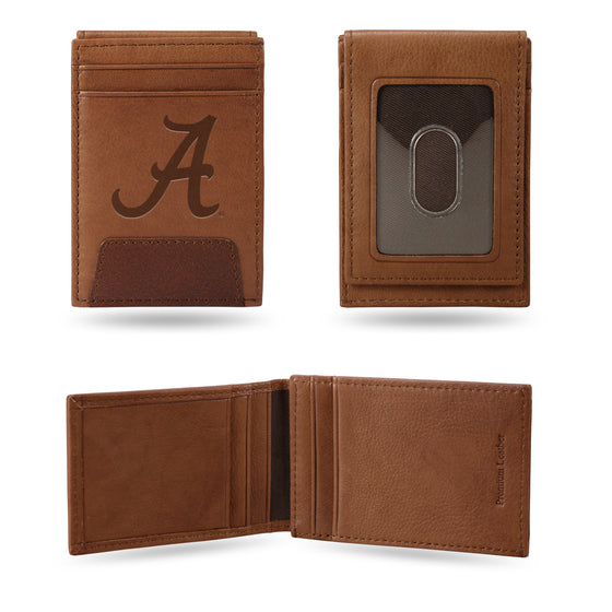 NCAA  Alabama Crimson Tide Standard Genuine Leather Front Pocket Wallet - Slim Wallet