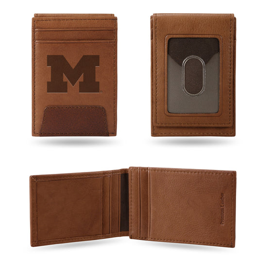 NCAA  Michigan Wolverines  Genuine Leather Front Pocket Wallet - Slim Wallet
