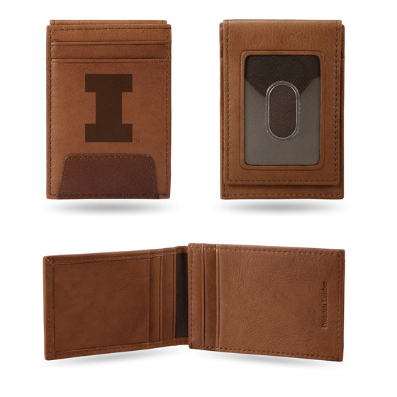 NCAA  Illinois Fighting Illini  Genuine Leather Front Pocket Wallet - Slim Wallet