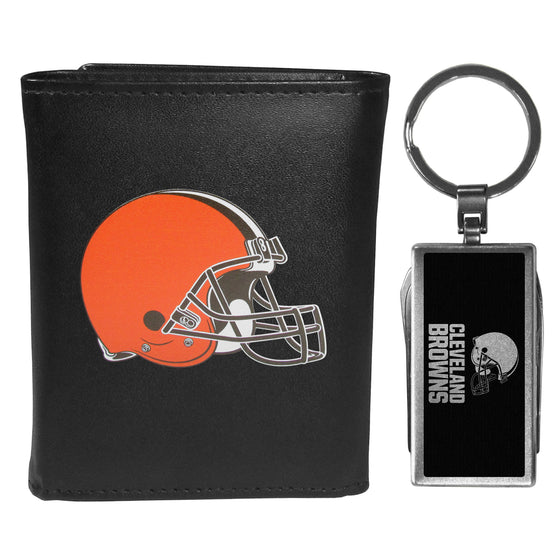 Cleveland Browns Tri-fold Wallet & Multitool Key Chain, Black