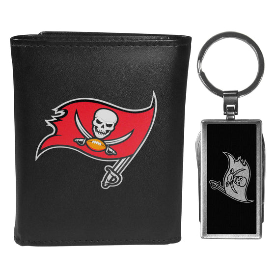 Tampa Bay Buccaneers Tri-fold Wallet & Multitool Key Chain, Black