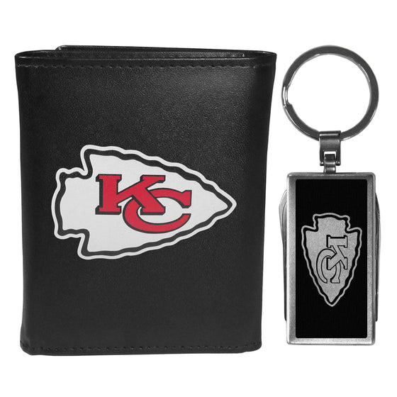 Kansas City Chiefs Tri-fold Wallet & Multitool Key Chain, Black