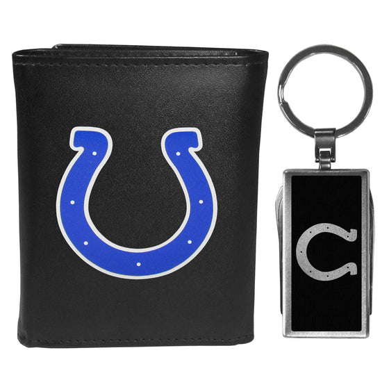 Indianapolis Colts Tri-fold Wallet & Multitool Key Chain, Black