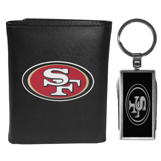 San Francisco 49ers Tri-fold Wallet & Multitool Key Chain, Black