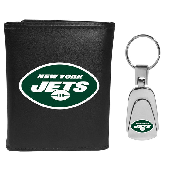 New York Jets Tri-fold Wallet & Steel Key Chain