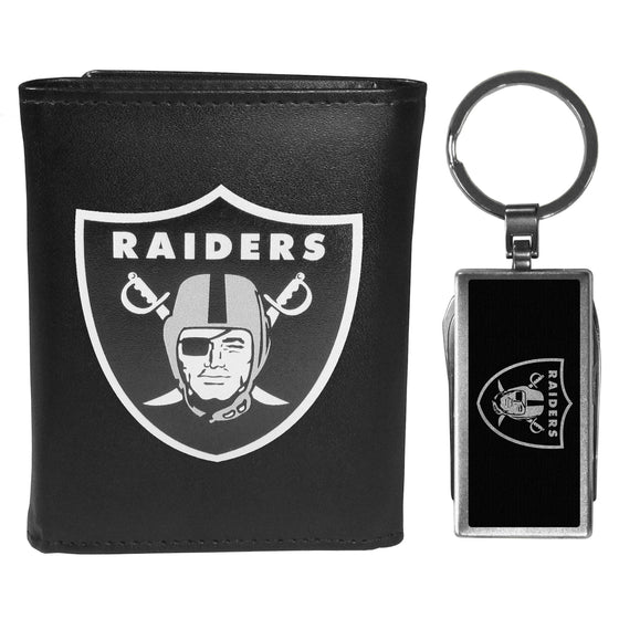 Las Vegas Raiders Tri-fold Wallet & Multitool Key Chain, Black