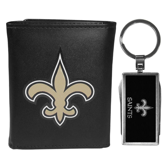 New Orleans Saints Tri-fold Wallet & Multitool Key Chain, Black