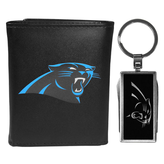 Carolina Panthers Tri-fold Wallet & Multitool Key Chain, Black