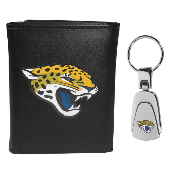 Jacksonville Jaguars Tri-fold Wallet & Steel Key Chain