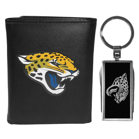 Jacksonville Jaguars Tri-fold Wallet & Multitool Key Chain, Black