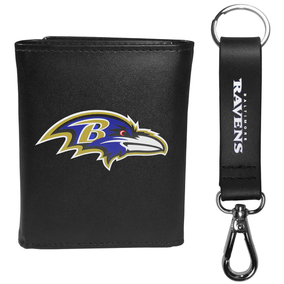 Baltimore Ravens Tri-fold Wallet & Strap Key Chain