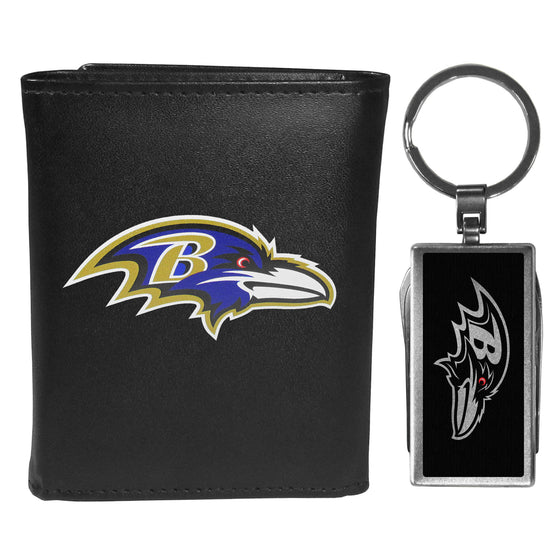 Baltimore Ravens Tri-fold Wallet & Multitool Key Chain, Black