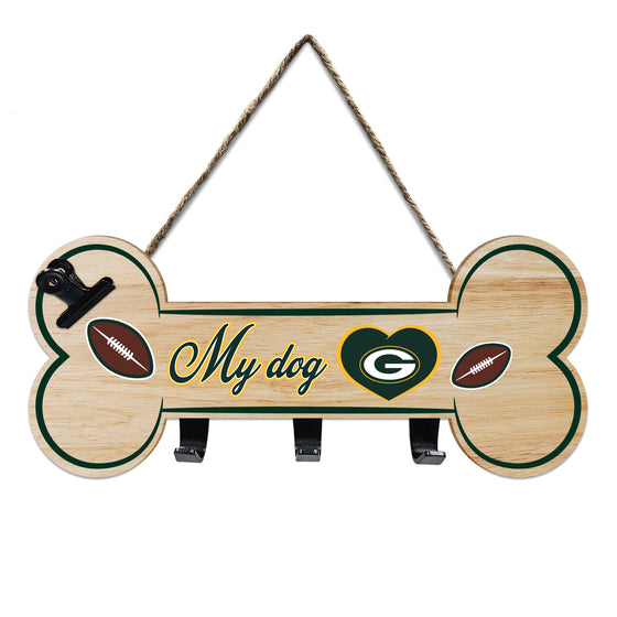 GREEN BAY PACKERS BONE SHAPE SIGN WITH HOOKS